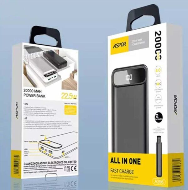 پاوربانک آسپور 20000 مدل A396 - Image 4