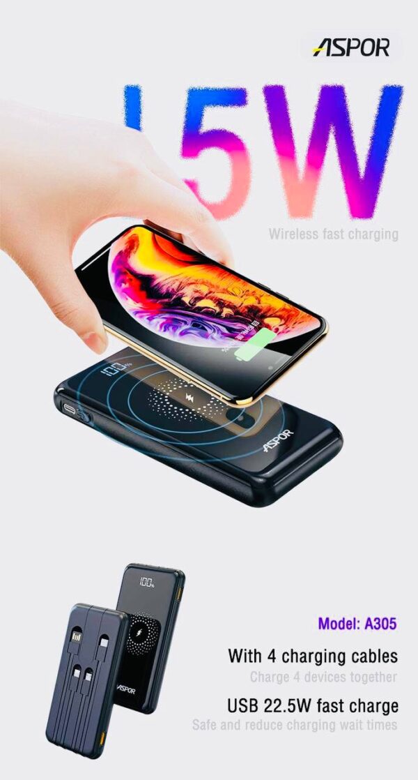 پاوربانک آسپور 10000 مدل 22.5W A305 - Image 3